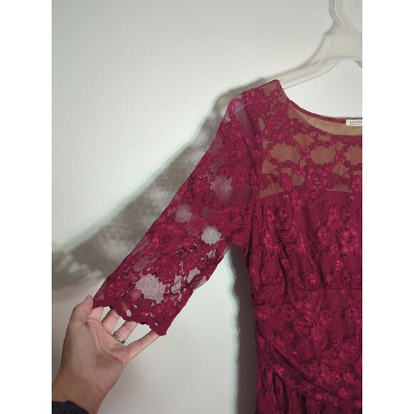 Kiyonna Womens Dress Lace Red Burgundy Maroon Christmas Holiday Plus Size 3X - Picture 5 of 12